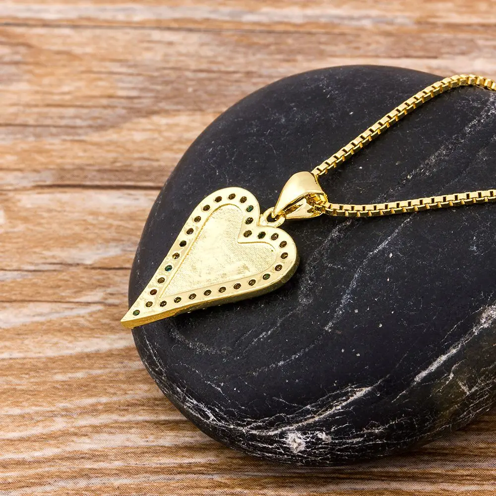 Classic Heart Pendant Necklaces Women Men Hip Hop Jewelry Red/Black/White Color Include Chain Rhinestone Necklace Gifts