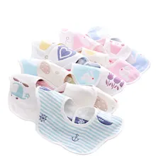 Детские слюнявчики из хлопка с мультяшными животными, милая двойная Бандана с цветочным рисунком, слюнявчик, утепленный слюнявчик, полотенце для малышей, одежда для малышей