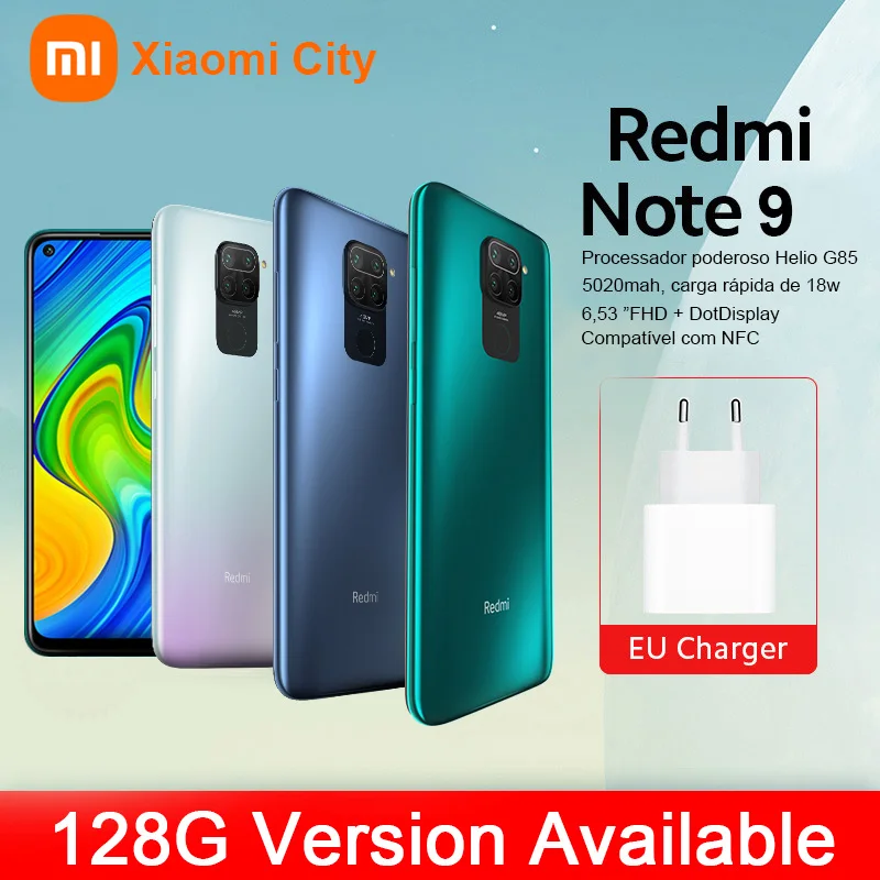 Глобальная версия Xiaomi Redmi Note 9 128 г готовый шток 5020 мАч батарея 6 53 дюймов сенсорный