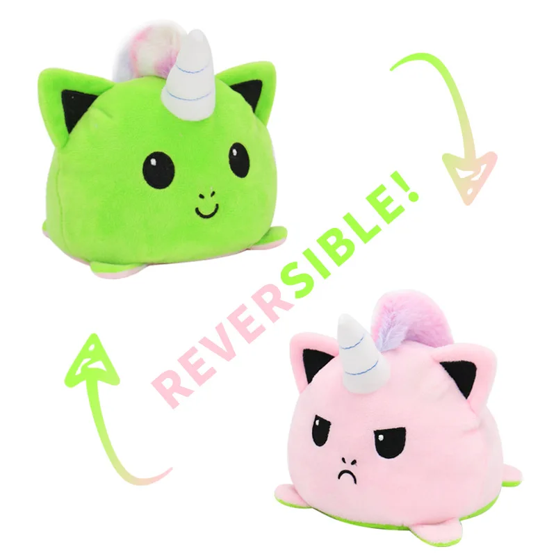 New Animal Reversible Plush Toys Genius Gradient Unicorns Dolls Stress Relief Creative Toys For Children Birthday Gifts For Kids