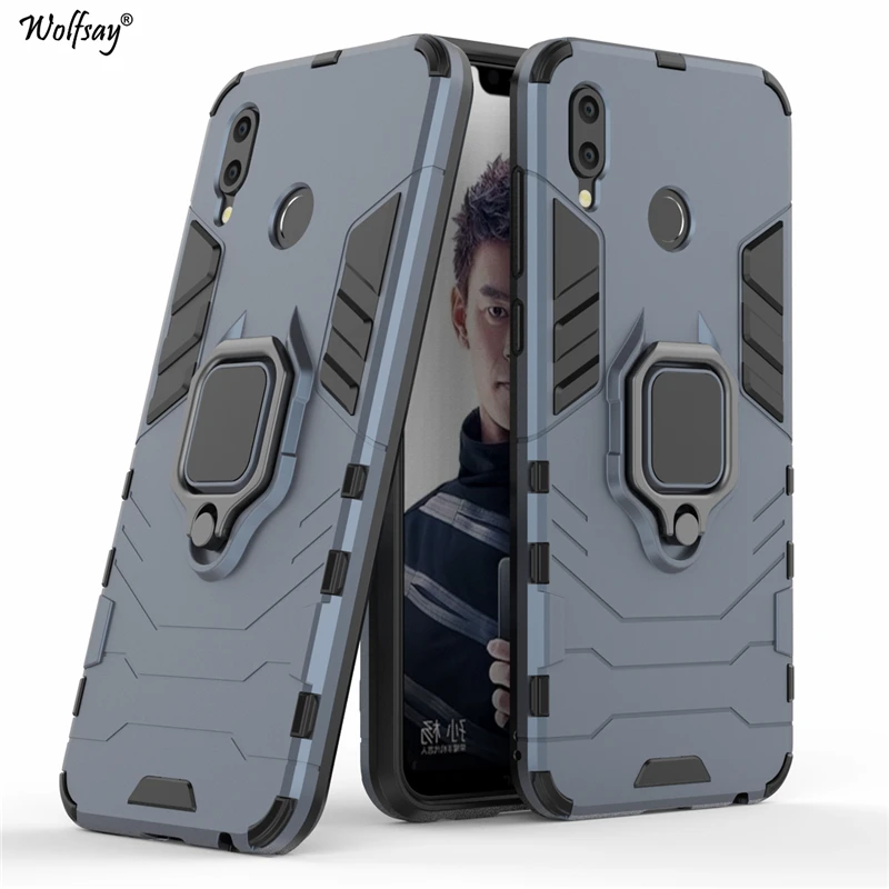 Wolfsay for Huawei Honor Play Case, Honor Play Car Holder Armor Cases Hard PC & Soft Silicon Cover for Huawei Honor Play COR-L29