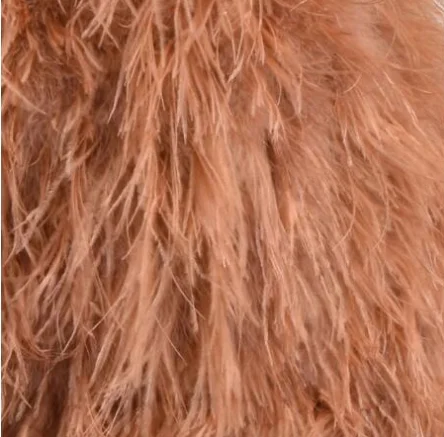 Camel Новинка, бюстгальтер из натурального меха страуса, женское нижнее белье, шуба из натурального меха страуса, шуба из меха, мини-юбка - Цвет: Camel