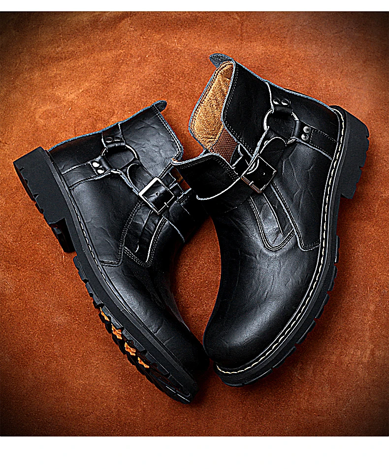 ZUNYU Ранняя осень зимние сапоги Мужские туфли из натуральной кожи Для мужчин повседневная обувь из воловьей кожи, для мужчин обувь Мужские ботильоны черного цвета