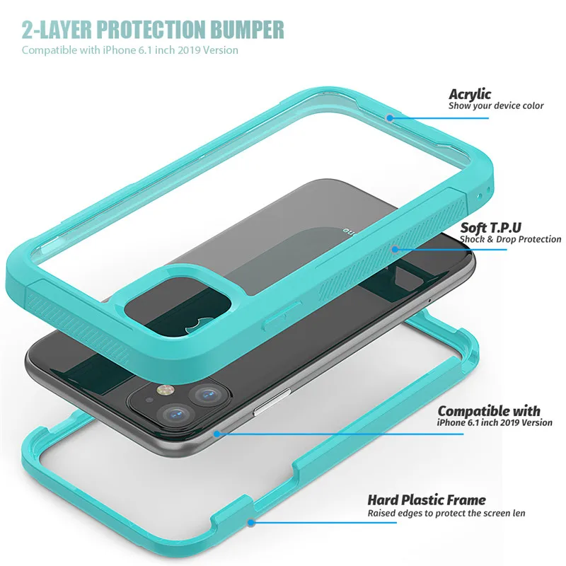 Military Shock Absorption Case For iPhone 12 11 13 Pro X XR XS XS Max Transparent PC+TPU Protective Case For iPhone 6S 7 8 Plus iphone 13 mini leather case