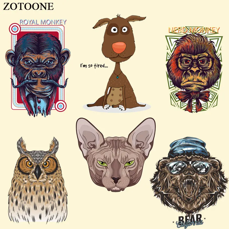 ZOTOONE крутые Животные Сова нашивки в форме собак орангутанг наклейки Железный На