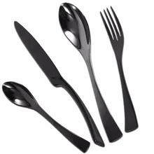Черный Западный еда нержавеющая сталь столовые приборы стейк вилка нож для стейка столовая посуда набор 4 шт. костюм дропшиппинг