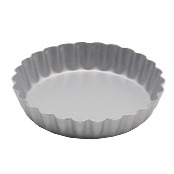 

1Pcs Fruit Pie Plate Cake Mold Silver Corrugated Flower Shaped Non-Stick Multi Purpose Bakeware Tool Carbon Steel 8.2*2*10CM