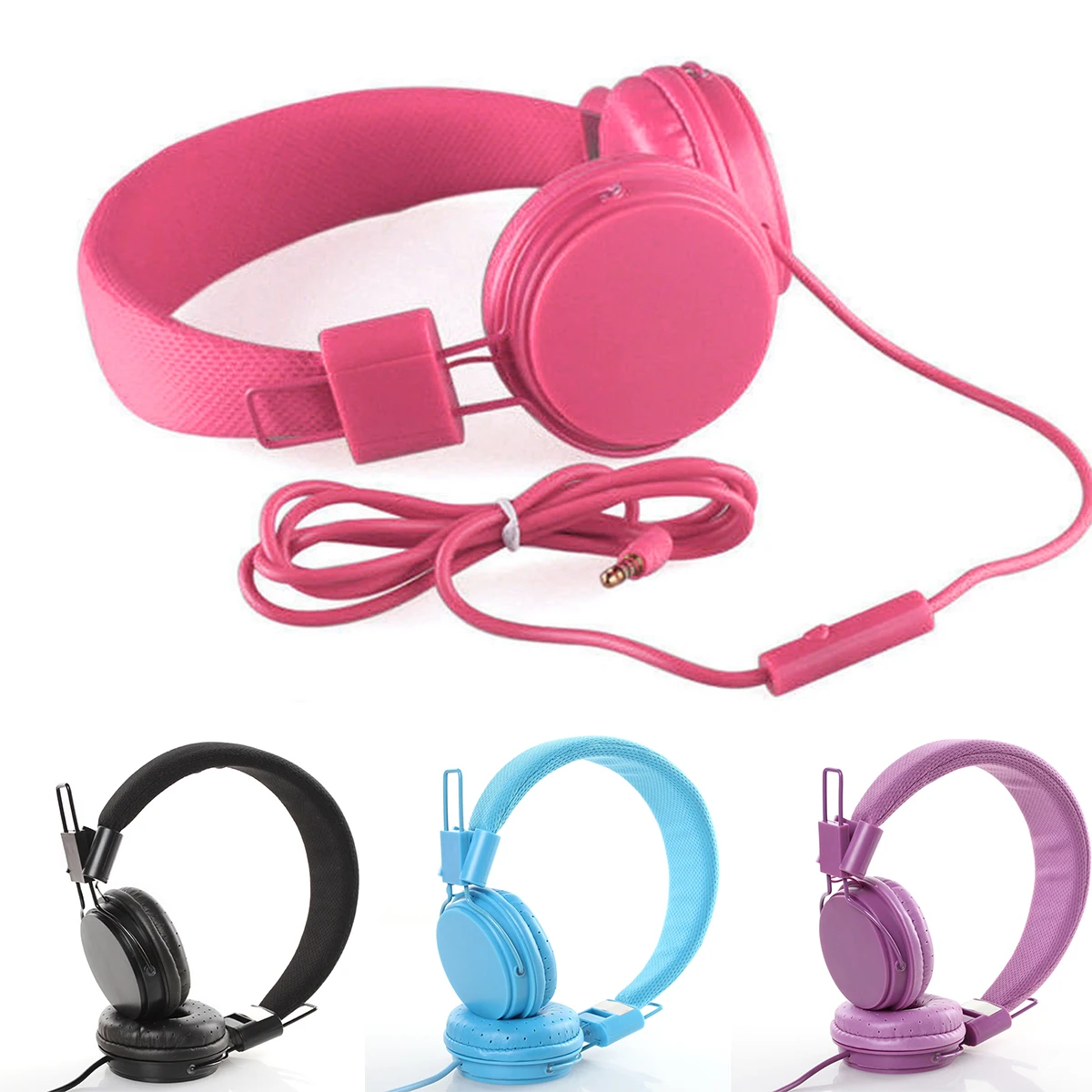 Kids Wired Ear Headphones Foldable Strechable Headband Kids Girl Earphones For iPad Tablet