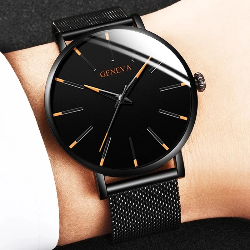 2022 new fashion Geneva couple men's and women's simple business net with quartz watch