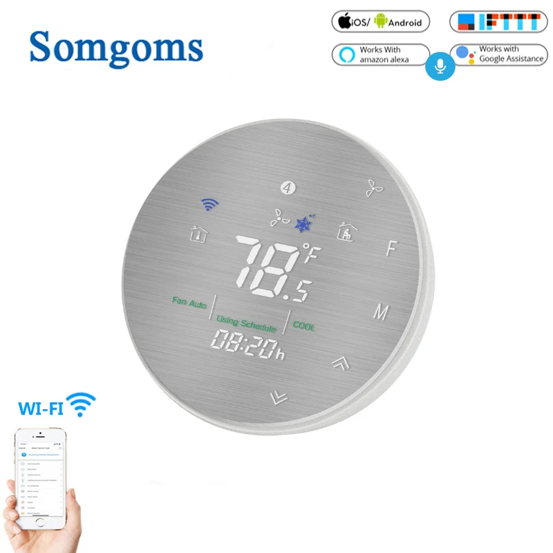 

WiFi Smart Heat Pump 24V Thermostat Temperature Controller Smart Life/Tuya APP Remote Control,Works with Alexa Google Home