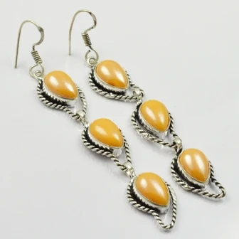 

Gem stone, Silver Overlay on Copper Earrings, 80 mm , E2004