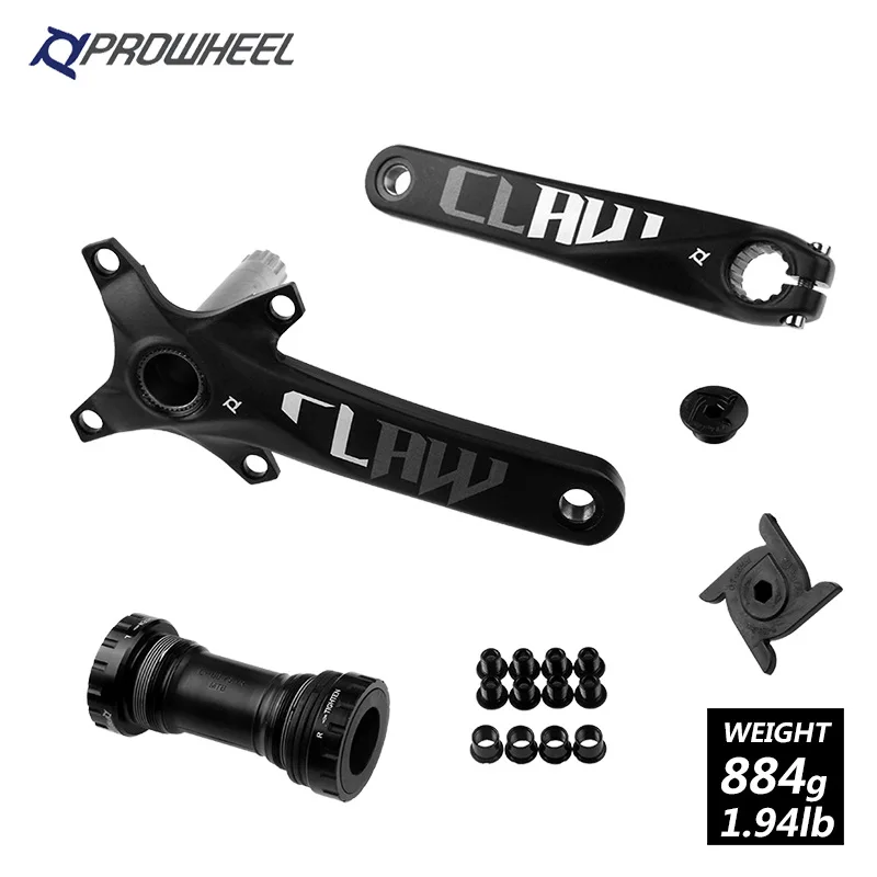 PROWHEEL MTB шатун 104 BCD алюминиевый сплав 170 мм шатун для горного велосипеда с BB Кривошип велосипеда запчасти - Цвет: black with BB