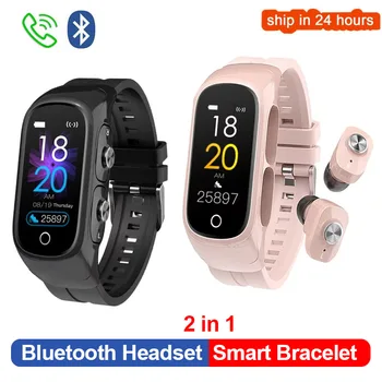 

N8 Smart Bracelet TWS Bluetooth Headset Call Wireless Earphone Music Drive IP67 Waterproof Sport Band Watch Smartband Smartwatch