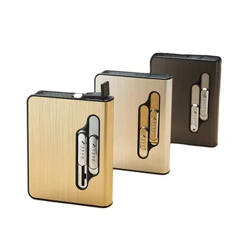 

100pcs/lot New USB Charging Cigarette Case Lighter 10 Sticks Tungsten Cigarette Lighter Electronic Lighter Personality Custom