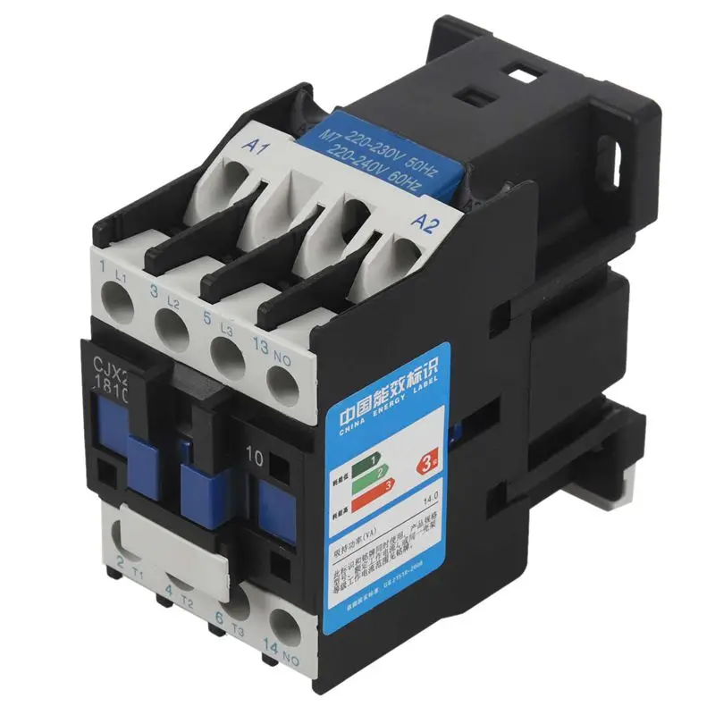 

AC Contactor Motor Starter Relay (LC1) CJX2-1810 3P+NO 220V Coil 18A 4KW Blue&black