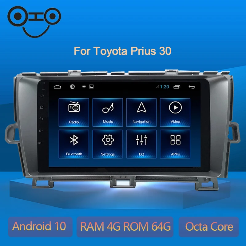 Prius 30 Android 10.0 Octa Core 4+64G Gps Navigation Bluetooth Car Stereo For Toyota Prius 30