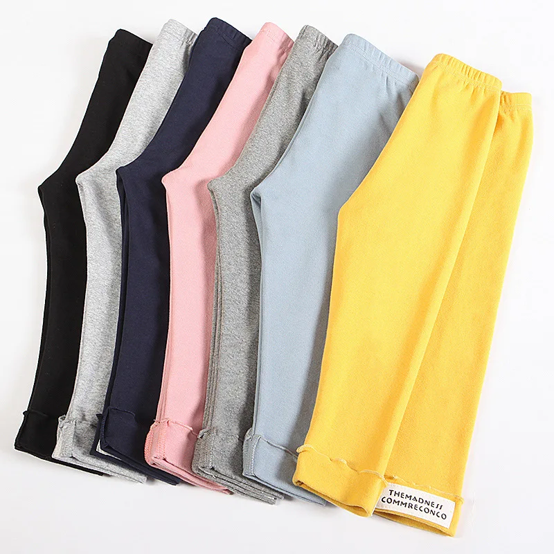 Леггинсы для девочек; весенне-осенние детские штаны; однотонные брюки с рисунком для девочек; узкие брюки; одежда для От 2 до 12 лет-подростков
