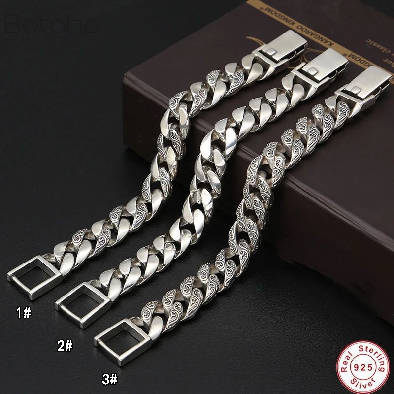 3 вида стилей браслет для выживания настоящий 925 пробы Серебряный Мужской винтажный Гладкий узор браслет с браслетом дружбы ювелирные изделия подарок