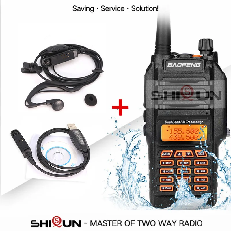 UV-9R IP67 Водонепроницаемый Dual Band 136-174/400-520 МГц Ham радио 10 км Baofeng 8 Вт иди и болтай Walkie Talkie “иди и 10 км UV-82 UV-5R UV-XR УФ 9R плюс - Цвет: Add Headset-Cable