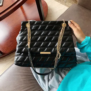 

Elegant Diamond Lattice Chain Women's Shoulder Bag Large Capacity Chains Women Handbag Square Big Crossbody Bags For Women 2020