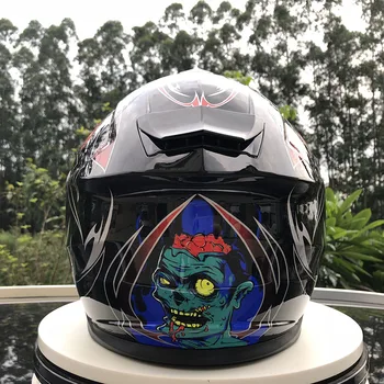 

full face motorcycle helmet Free shipping casco motorbike funny face with inner sun visor winter double visor motorcycle hat