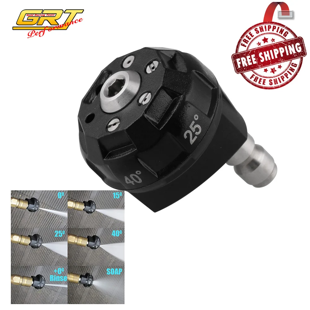 

6 in 1 Pressure Washer Tips Nozzle Quick Connect Tips for car wash 1/4 inch water Column Spray Shower Fan