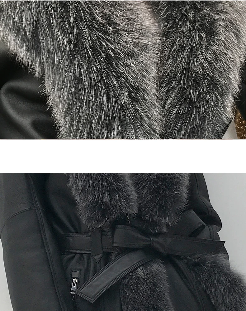 Пальто из натурального Лисьего меха, длинное стильное пальто из овечьей шерсти, очень теплое зимнее женское пальто из натуральной овечьей шерсти