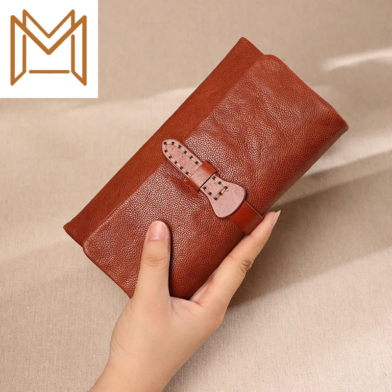 

Mobile Phone Wallet Woman Long Genuine Leather Hand Layer Cowhide Wallet Three