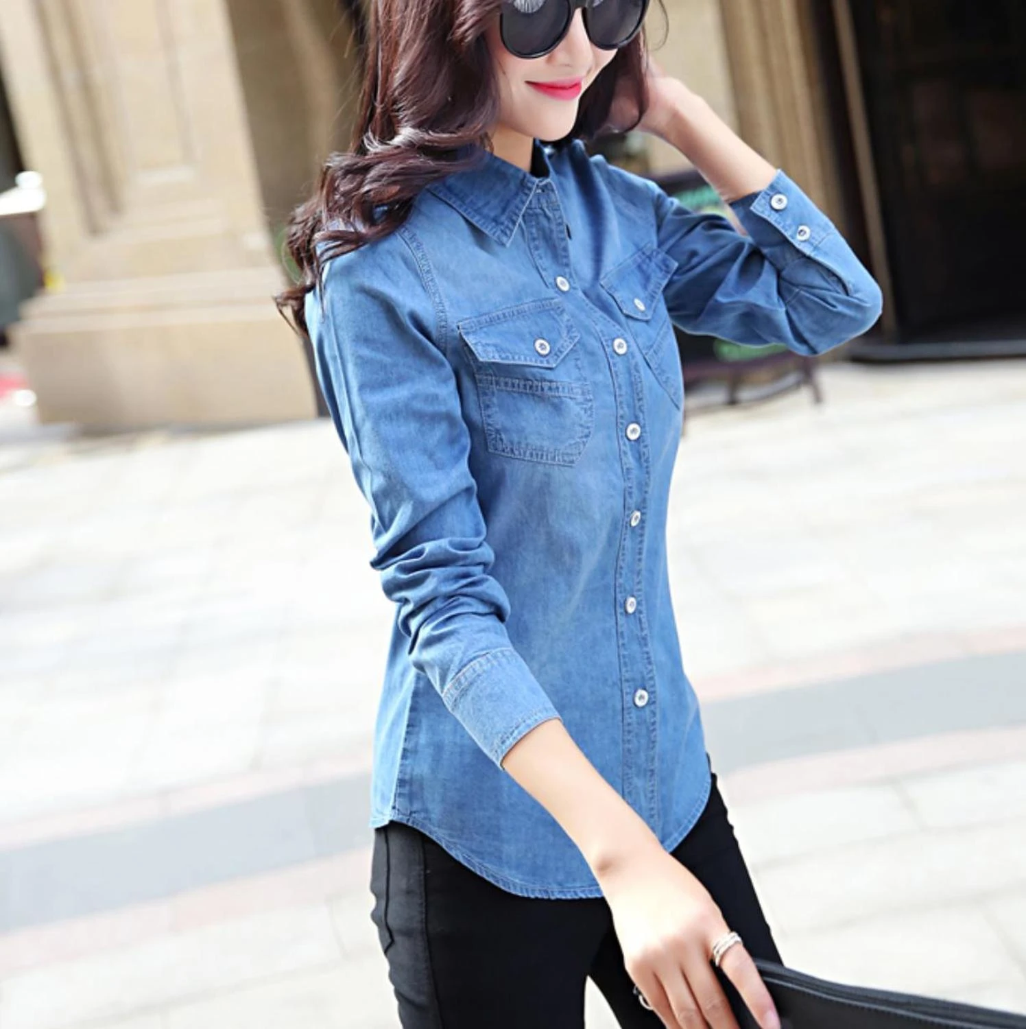 cotton denim shirt womens