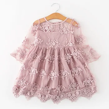 

Toddler Kids Baby Girls Embroidered Tulle Dress Children Party Wedding Pageant Princess Dresses