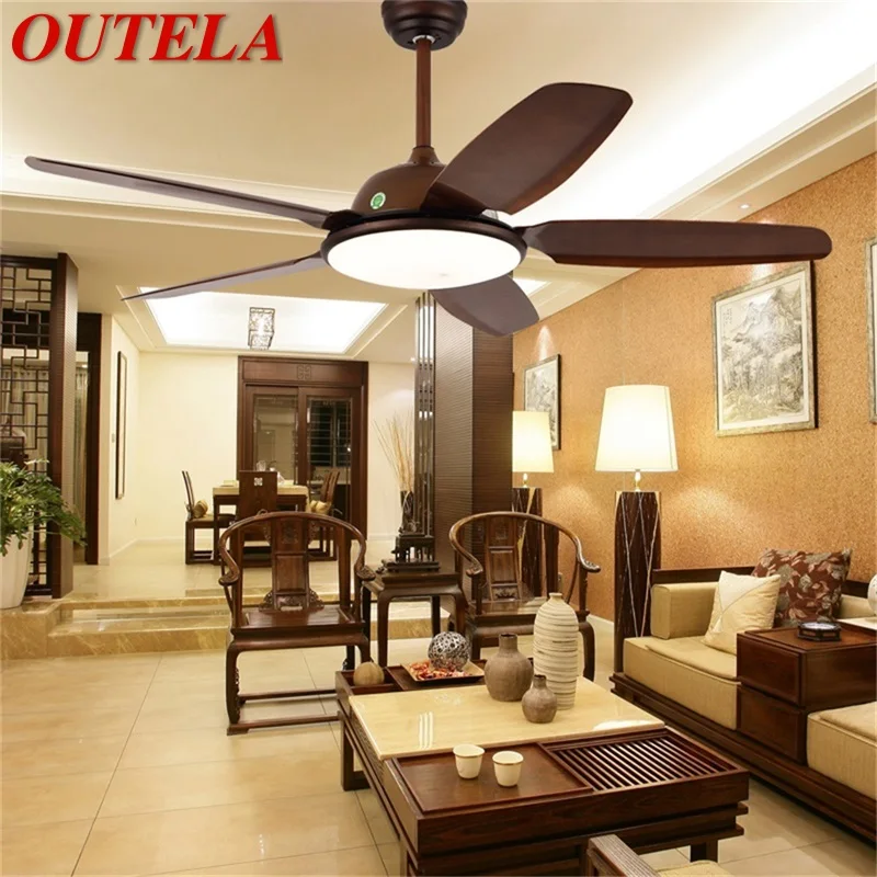

OUTELA Modern Ceiling Fan With Lamp Kit With Remote Control 3 Colors LED Fan Light for Home Dining Room Bedroom Living Room