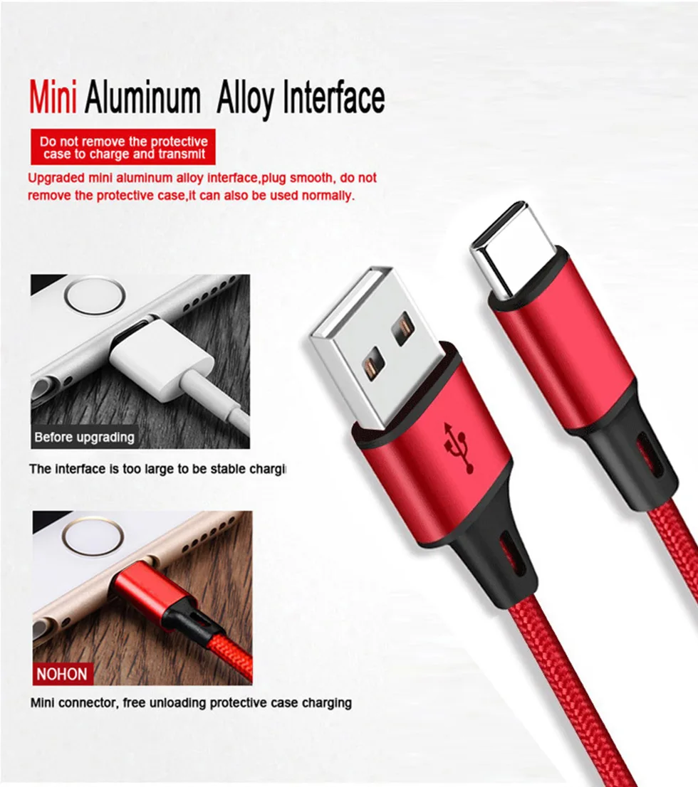 2 м 3M usb type C зарядное устройство кабель для передачи данных для samsung S9 S10 Xiaomi Mi 6 9 Note 7 8 10 K20 Pro USBC Тип C Быстрая зарядка шнур телефонный провод