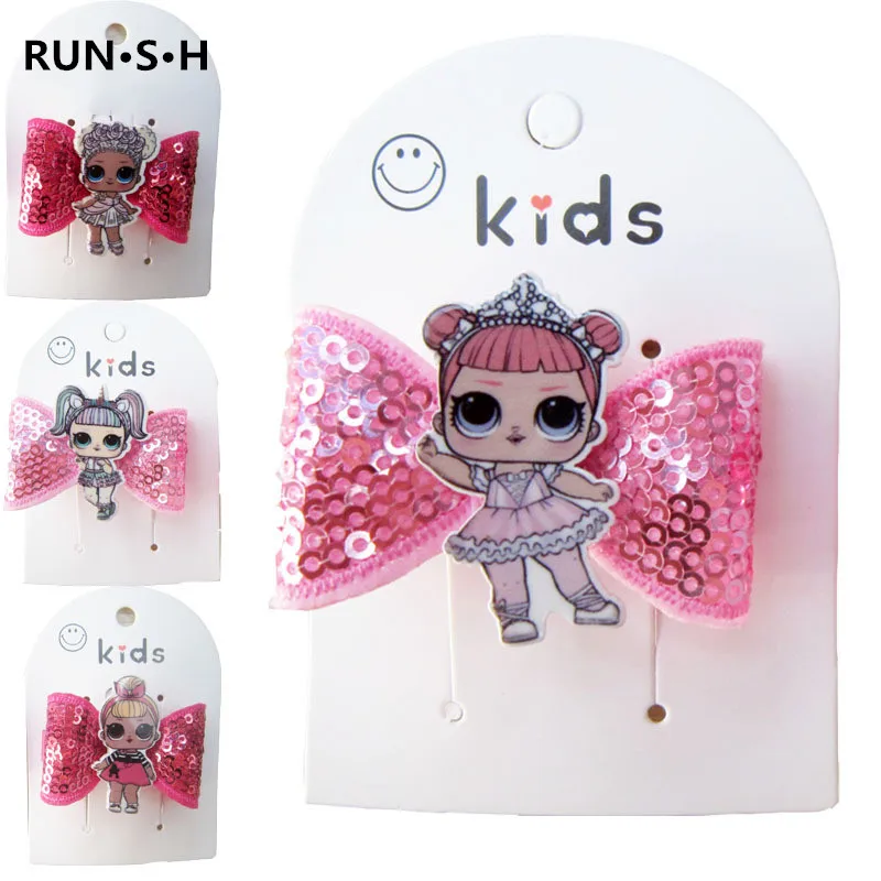 10 Pcs Shiny Bow Hair Clip Baby Girls DIY Clips Barrettes Mickey Headwear Hairpins Headbands Female Accessories | Детская одежда и