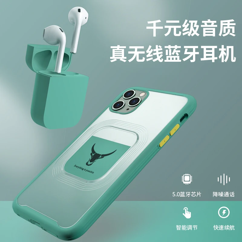 2 in 1 Bluetooth headset case for iPhone 11 Pro Max high quality camera and For air headset charging compartment
