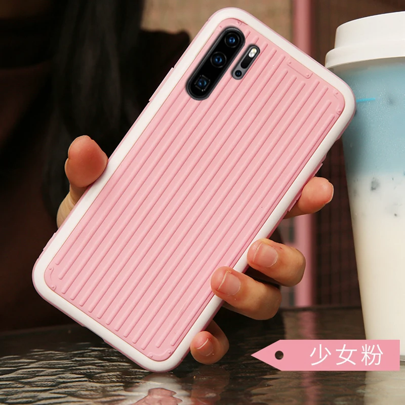 Curved Suitcase Coque cover case For HuaWei P30 Lite P30pro Pro Nova 4E On Hard Silicone Silicon 3D Luxury phone back Cases |
