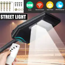 30 Вт коммерческий светодиодный уличный фонарь на солнечной батарее открытый садовый фонарь пульт дистанционного управления таймер охранная лампа водонепроницаемые уличные фонари