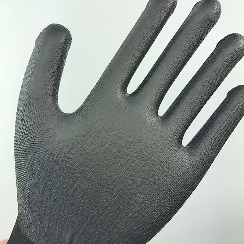 24 Pieces/12 Pairs PU Palm Coated Knitted Nylon Cotton Safety Glove CE Certificated Mechanic Protective Working Gloves