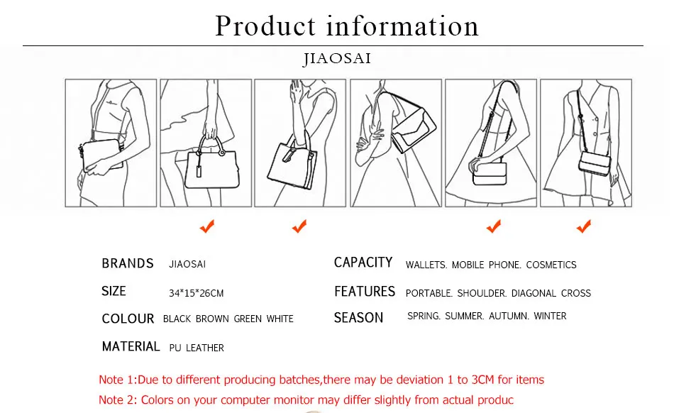 Новая JIAOSAI женская сумка из ткани женские сумки модные сумки на плечо многофункциональные и многофункциональные сумочки с отделами новые женские сумки через плечо