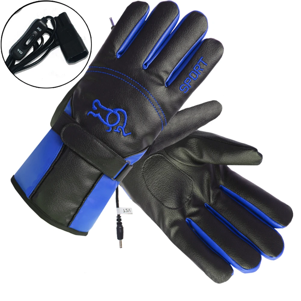HEROBIKER зимние Мотоциклетные Перчатки Guantes Moto с сенсорным экраном на батарейках, мотоциклетные гоночные водонепроницаемые перчатки с подогревом - Color: Electric 60V Blue