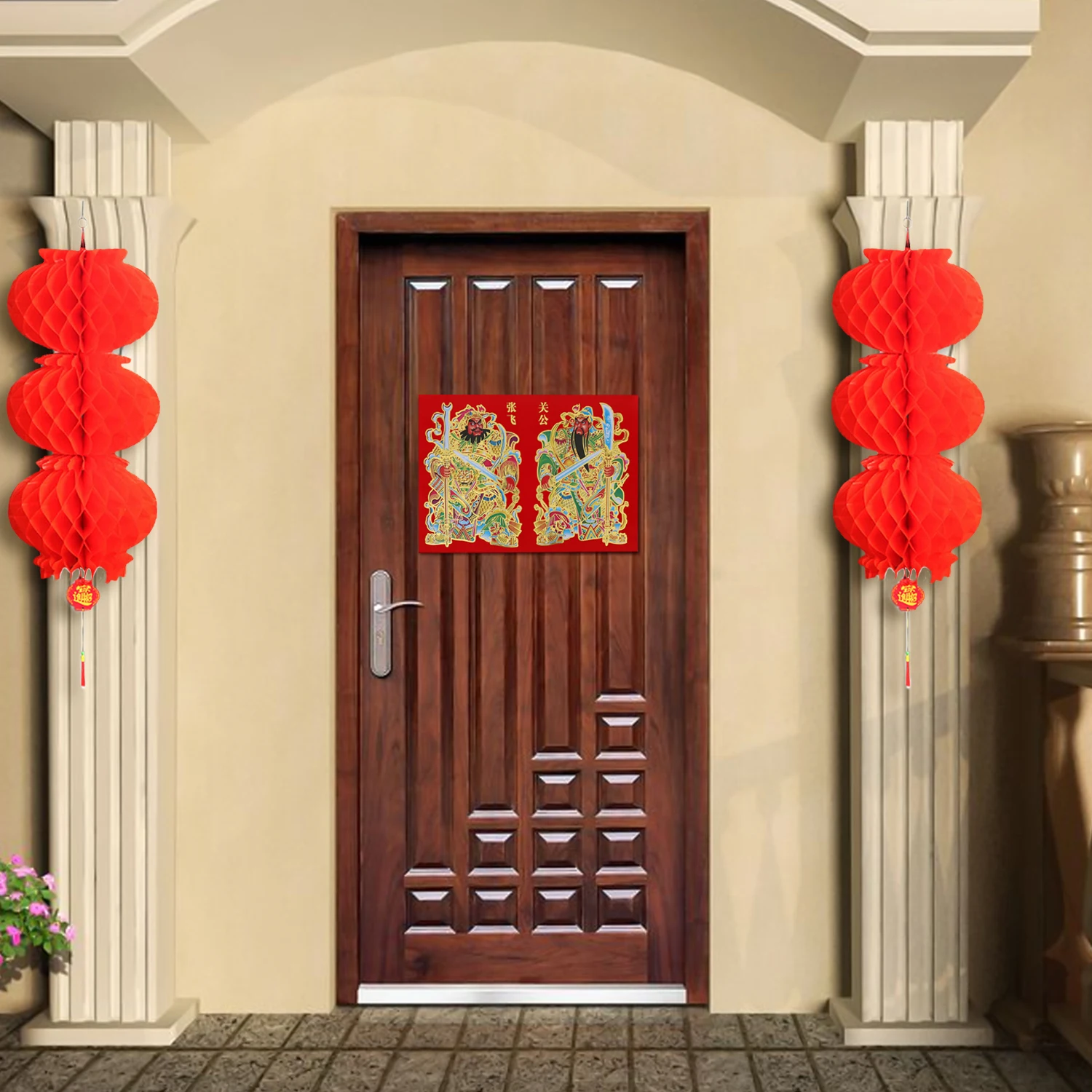 Besegad, 1 пара, китайские двустворчатые двери, боги, Menshen, изображение, Весенний фестиваль, украшение для двери, крыльца, знак, наклейки, 20x28 дюймов