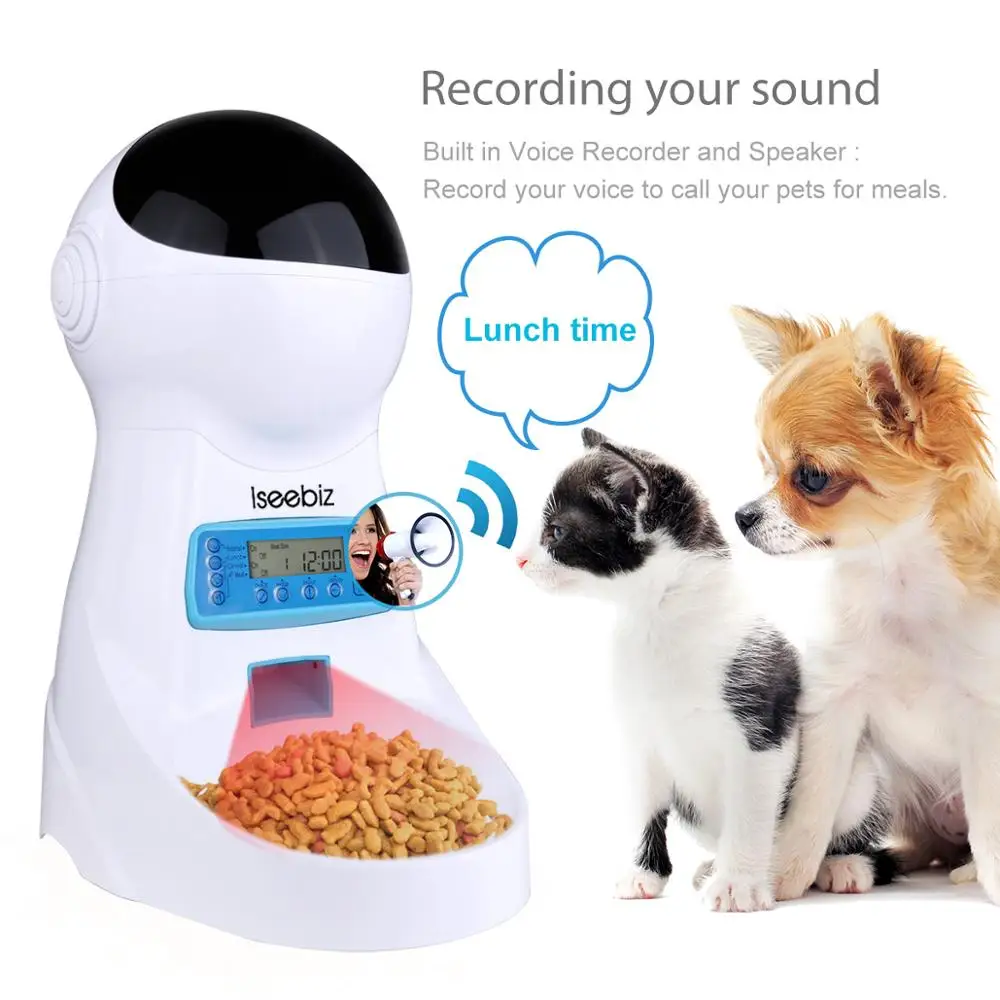 Iseebiz 3l Automatic Pet Food Feeder With Voice Recording Pet Food
