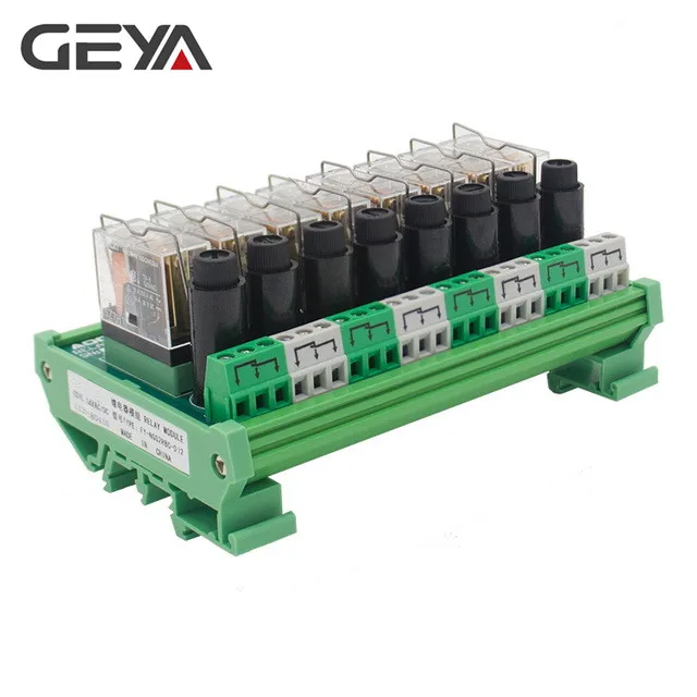 

GEYA NGG2R 8 Channel Omron Relay Module for PLC Controller SPDT PLC Relay 12VDC 24VDC with Fuse Protection 8A