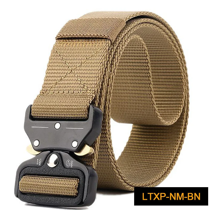 LTXP-NM-BROWN Хит цвета, вертикальные полосы, военные тактические ремни, мужские регулируемые нейлоновые поясные ремни, мужские быстросъемные армейские охотничьи армейские ремни - Цвет: LTXP-NM-BROWN
