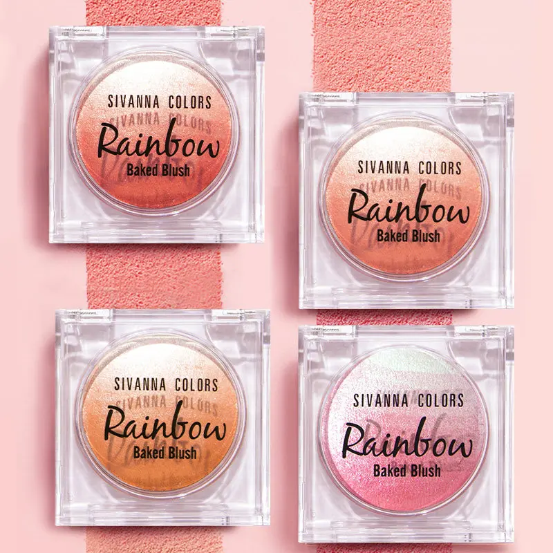 

SIVANNA Blush Highlighter All-in-one Network Red With Orange Nude Makeup Natural Pearlescent Contour Concealer