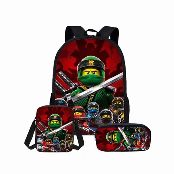

3PCS/Set Ninja Go Games School Bags for Teenager Boys Girls 17 inch Backpack Baby Kids Student Satchel Mochila