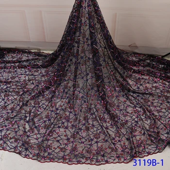 

Sequins Lace Fabric Embroidered Lace Fabric High Quality Lace for Wedding Sequins African lace Fabric For Nigerian Party Dress