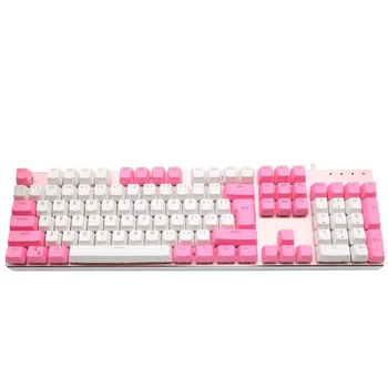 

Girls Apply Cute Real Mechanical Keyboard Green Axis Full Key No Flush Suspension Keyboard Office Home Hot Swap Game Keybo