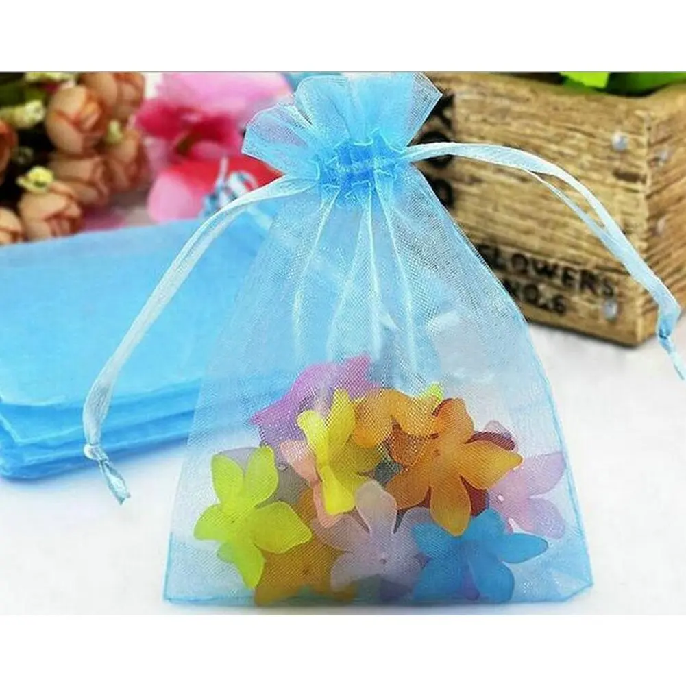 Sheer Gift Pouch 7*9 CM Gold Stain Organza Jewelry Gift Bags 20PCS Candy Bag 