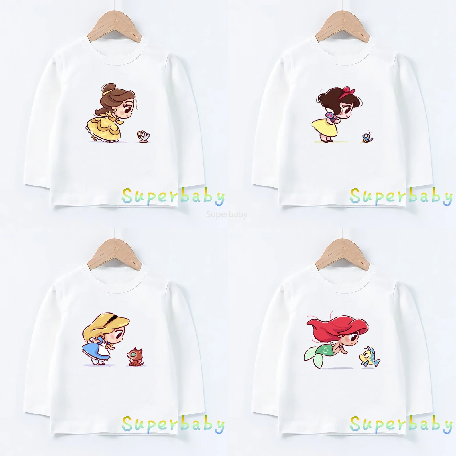 

Children Vogue Little Princess Alice and Fox Print T shirt Baby Boys Girls Cartoon Funny Tops Kids Long Sleeve T-shirt,LKP5326