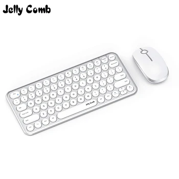 

Jelly Comb 2.4G Wireless Keyboard and Mouse With Round Key Cap Keyboard Mouse Set for Notebook Laptop Mac Desktop PC